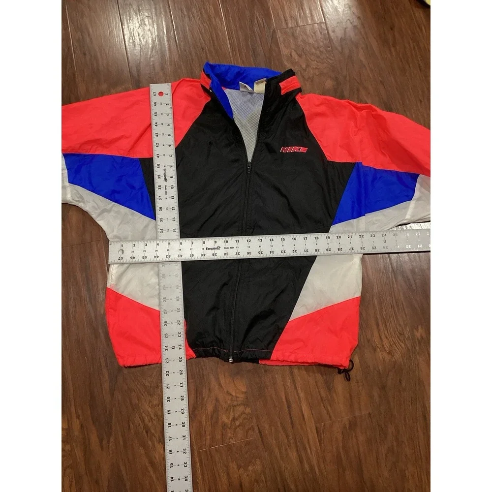 Vintage Nike Windbreaker Hoodie Jacket Size M Nylon Black  Pink Swoosh